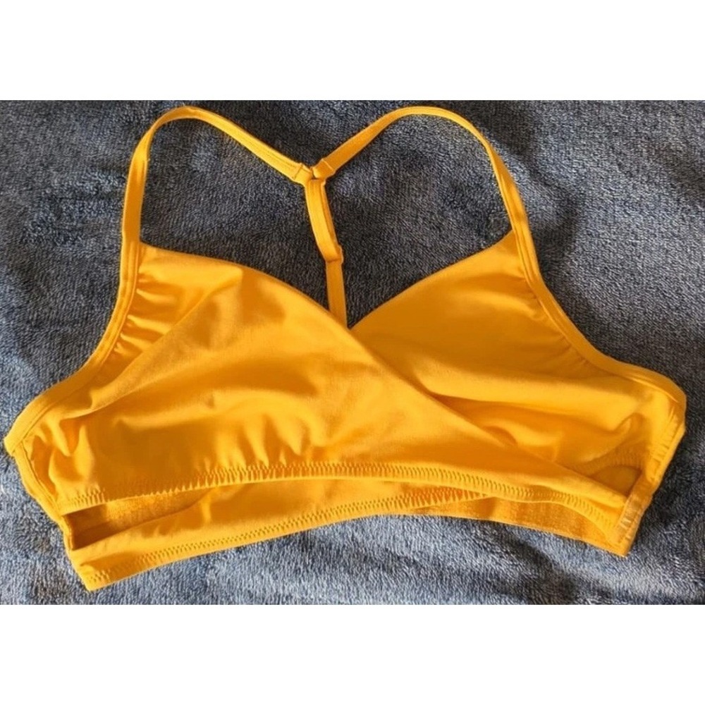 Victoria's Secret PINK Sports Bra L Yellow Sleeveless V-Neck Athletic